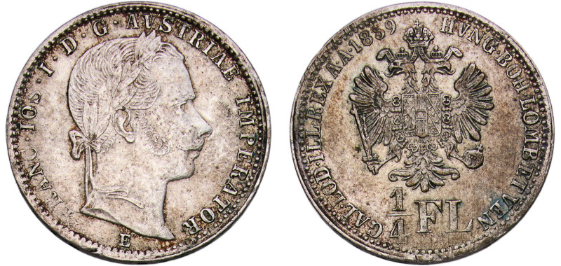 Austria Empire 1859 E ¼ Florin - Francis Joseph I Silver (.520) Alba Iulia Mint ...