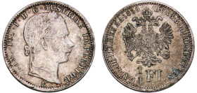 Austria Empire 1859 E ¼ Florin - Francis Joseph I Silver (.520) Alba Iulia Mint (6160509) 5.34g UNC KM 2214 Kahnt/Schön 123
