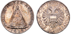 Austria Federal State 1935 5 Schilling Silver (.835) Vienna Mint (5377000) 14.9g AU KM 2853