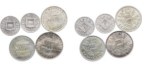 Austria First Republic 1924 - 1926 Coinage (Lot with 5 coins, Weight all 24.87gr) Silver Vienna Mint UNC
