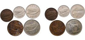 Ireland Republic 1941 - 1968 Coinage (Lot with 5 coins) Copper Nickel UNC