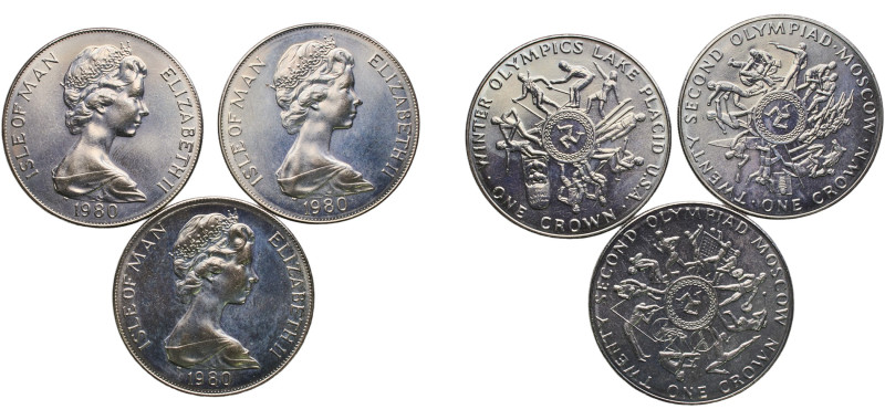 Isle of Man British dependency 1980 PM 1 Crown - Elizabeth II (Lot with 3 Coins)...