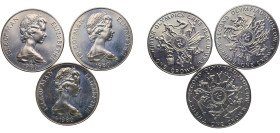 Isle of Man British dependency 1980 PM 1 Crown - Elizabeth II (Lot with 3 Coins) Copper-nickel BU KM 64 Schön 61.1 Schön 61.2