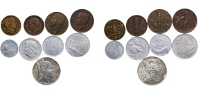 Italy 1921 - 1954 Coinage (Lot with 9 coins) Rome Mint AU