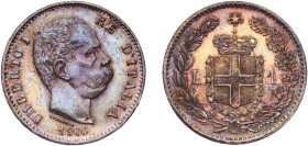 Italy Kingdom 1900 R 1 Lira - Umberto I Silver (.835) Rome Mint (318000) 4.98g UNC KM 24