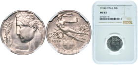 Italy Kingdom 1914 R 20 Centesimi Nickel Rome Mint (14307666) 4g NGC MS 63 KM 44 Schön 45