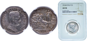 Italy Kingdom 1916 R 2 Lire - Vittorio Emanuele III Silver (.835) Rome Mint (10923056) 10g NGC AU 58 KM 55