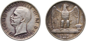 Italy Kingdom 1927 R 5 Lire - Vittorio Emanuele III Silver (.835) Rome Mint (92887460) 4.99g XF KM 67