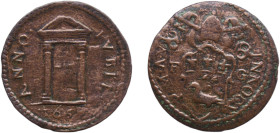 Italy Papal States Italian states 1650 1 Quattrino - Innocent X (Jubilee) Copper Gubbio Mint 3.74g VF