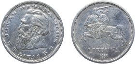 Lithuania Republic 1936 5 Litai (Jonas Basanavičius) Silver (.750) Kaunas Mint (2612000) 8.9g AU KM 82 Schön 12