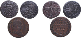Low countries feudal Prince-bishopric of Liege Holy Roman Empire 1745 - 1793 Liard (Lot with 3 coins) Copper VF