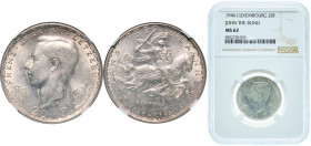 Luxembourg Principalty 1946 20 Francs - Charlotte (John the Blind) Silver (.835) Brussel Mint (100000) 8.5g NGC MS 62 L 295 Weiller 285 KM 47 Schön 27...