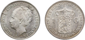 Netherlands Kingdom 1929 1 Gulden - Wilhelmina Silver (.720) Utrecht Mint (32350000) 10.04g BU KM 161
