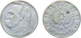 Poland First Republic 1935 10 Złotych (Józef Piłsudski) Silver (.750) (1670000) 21.81g XF Y 29 Schön 28