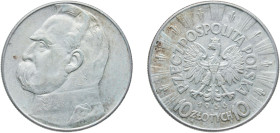 Poland First Republic 1936 10 Złotych (Józef Piłsudski) Silver (.750) (2130000) 22g AU Y 29 Schön 28