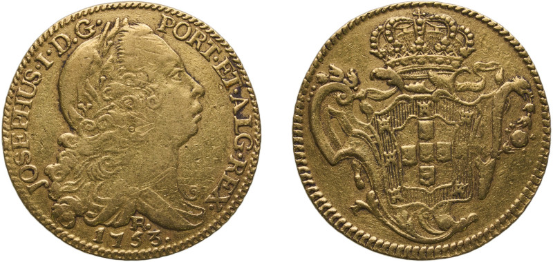 Portugal Kingdom 1753 R 1 Peça - José I Gold (.917) Rio de Janeiro Mint 13.98g X...