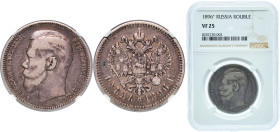 Russia Russian Empire 1896 * 1 Ruble - Nikolai II Silver (.900) Paris Mint (12000000) 20g NGC VF 25 Y 59.2
