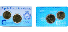 San Marino Republic 2003 R Euro Coinage Set (Set with 2 coins) Nordic gold Rome Mint BU