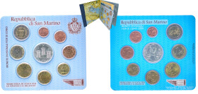 San Marino Republic 2005 R Euro Coinage Set (Set with 9 coins, 5 Euros minted from silver .925) Rome Mint BU