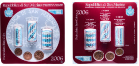 San Marino Republic 2006 R Euro Coinage Set (with 3 rolls) Copper plated steel Rome Mint BU