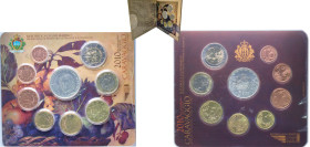 San Marino Republic 2010 R Euro Coinage Set (Set with 9 coins, 5 Euros minted from silver .925) Rome Mint BU