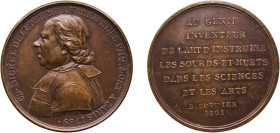 France First Republic 1801 Medal - Abbe de l'Epee Bronze 38.43g UNC
