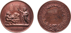 France Third Republic 1892 Medal - Société pour l'instruction élémentaire Bronze 34.39g AU