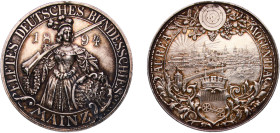 Germany Second Empire 1894 Medal - 11th Shooting Festival in Mainz Silver 40.12g UNC Mount Removed 12 o'clock Slg. Peltzer 1435