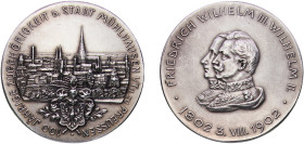 Germany Second Empire 1902 Medal - 100-Jahrfeier der Zugehörigkeit von Mühlhausen zu Preußen Silver 15.34g UNC