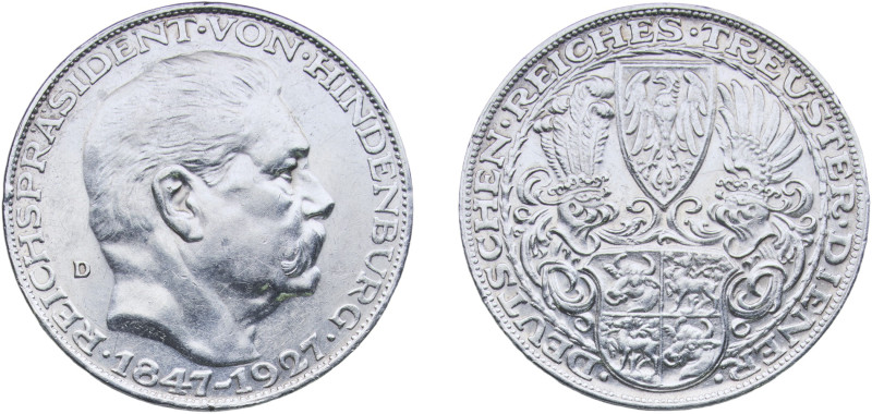 Germany Weimar Republic 1927 D Medal - Paul von Hindenburg Silver (.900) Munich ...