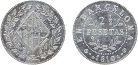 Spain Nationalist Government 1973 2 1/2 Pesetas (Reacuñación oficial - 1810 2 1/2 Pesetas) Silver (.915) (200) 12.7g UNC