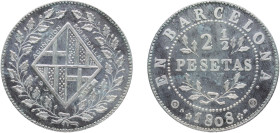 Spain Nationalist Government 1973 2 1/2 Pesetas (Reacuñación oficial - 1810 2 1/2 Pesetas) Silver (.915) (200) 13.05g UNC