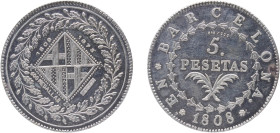 Spain Nationalist Government 1973 5 Pesetas (Reacuñación oficial - 1808 5 Pesetas) Silver (.915) (600) 27.18g UNC
