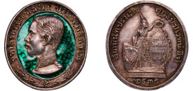 Thailand Kingdom BE 2536 (1993) Medal - Rama V (Thai Buddha amulet) Silver, Green Enamel 14.71g UNC