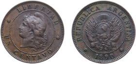 Argentina Federal Republic 1890 1 Centavo Bronze (2137000) 5.06g AU KM 32 CJ 38 to 51
