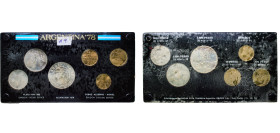 Argentina Federal Republic 1978 Coinage Set (World Football Championship; Set with 5 Coins, with 3 silver coins weight all 50gr) BU