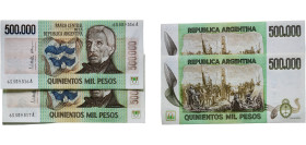 Argentina Federal Republic 1980 - 1982 500000 Pesos (Lot with 2 Banknotes, Correlative) Paper UNC P 309 Bottero 2507-2512