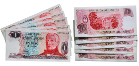 Argentina Federal Republic 1983 - 1984 1 Peso argentino (Lot with 5 Banknotes, Correlative) Paper UNC P 311 Bottero 2601 to 2606