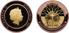 Australia Commonwealth 2001 10 Dollars - Elizabeth II (4th Portrait - Millennium - The Future) Bimetallic: gold (.999) plated silver (.999) centre in ...