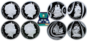 Australia Commonwealth 2002 5 Dollars Set - Elizabeth II (Voyages into History, Set with 4 coins, weight each coin 36.31gr) Silver (.999) Canberra Min...