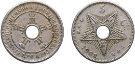 Belgium Belgian Congo Free State 1908 5 Centimes - Léopold II Copper-nickel Brussels Mint (800000) 2.5g AU