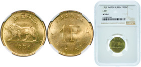 Belgium Rwanda-Burundi Colony 1961 1 Franc Brass Brussels Mint (16000000) 3.75g NGC MS 64 KM 1 Schön 1 LA TRM-1