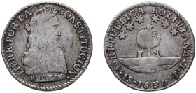 Bolivia Republic 1830 PTS JL 1 Sol Silver (.667) Potosi Mint 3.54g VF KM 94a