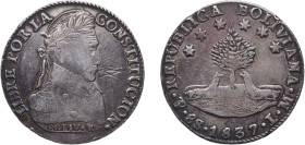 Bolivia Republic 1837 PTS LM 8 Soles Silver (.903) Potosi Mint 27.1g VF Scratches KM 97