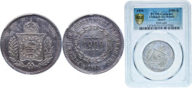 Brazil Empire 1859 1000 Réis - Pedro II Silver (.917) Rio de Janeiro Mint (996270) 12.75g PCGS AU Cleaned KM 465