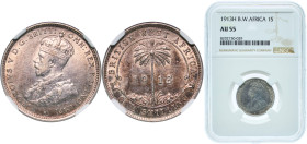 British West Africa British colony 1913 H 1 Shilling - George V Silver (.925) Heaton and Sons / The Mint Birmingham Limited (1176000) 5.655g NGC AU 55...