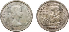 Canada Commonwealth 1958 1 Dollar - Elizabeth II (British Columbia) Silver (.800) Ottawa Mint (3039630) 23.04g UNC KM 55 Schön 56