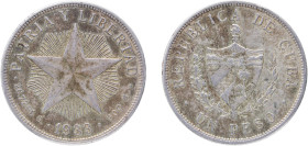 Cuba First Republic 1932 1 Peso Silver (.900) Philadelphia Mint 26.68g XF KM 15 Y 9