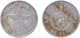 Cuba First Republic 1934 1 Peso Silver (.900) Philadelphia Mint (3000000) 26.68g XF KM 15 Y 9