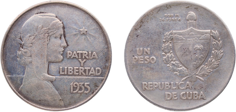 Cuba First Republic 1935 1 Peso (ABC Peso) Silver (.900) Philadelphia Mint (1250...